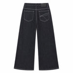 Button Fly Relaxed Straight Leg Raw Denim Jeans