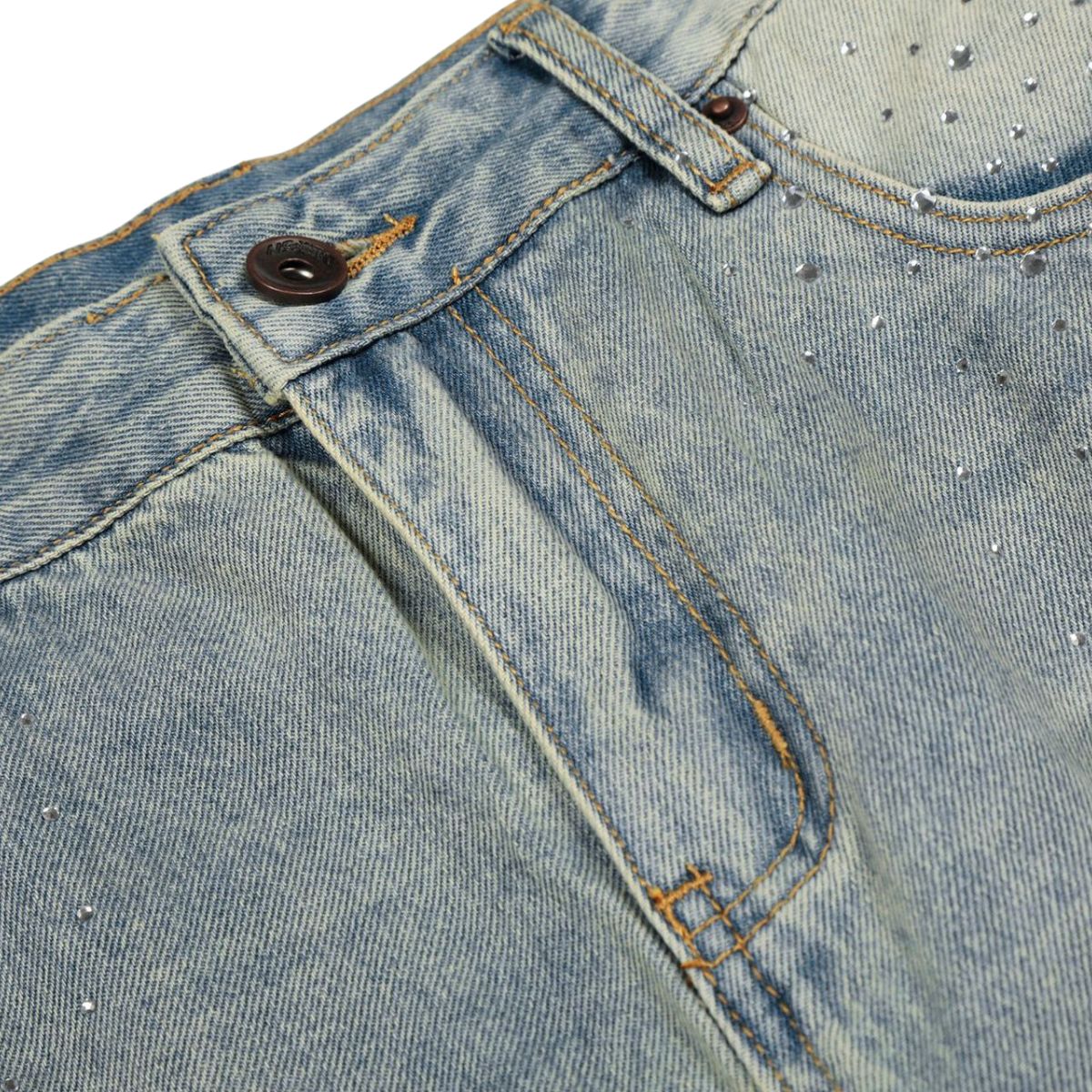 Rhinestone Washed Flare Jeans