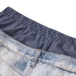 West Coast Double Waist Denim Texture Wide Leg Pants