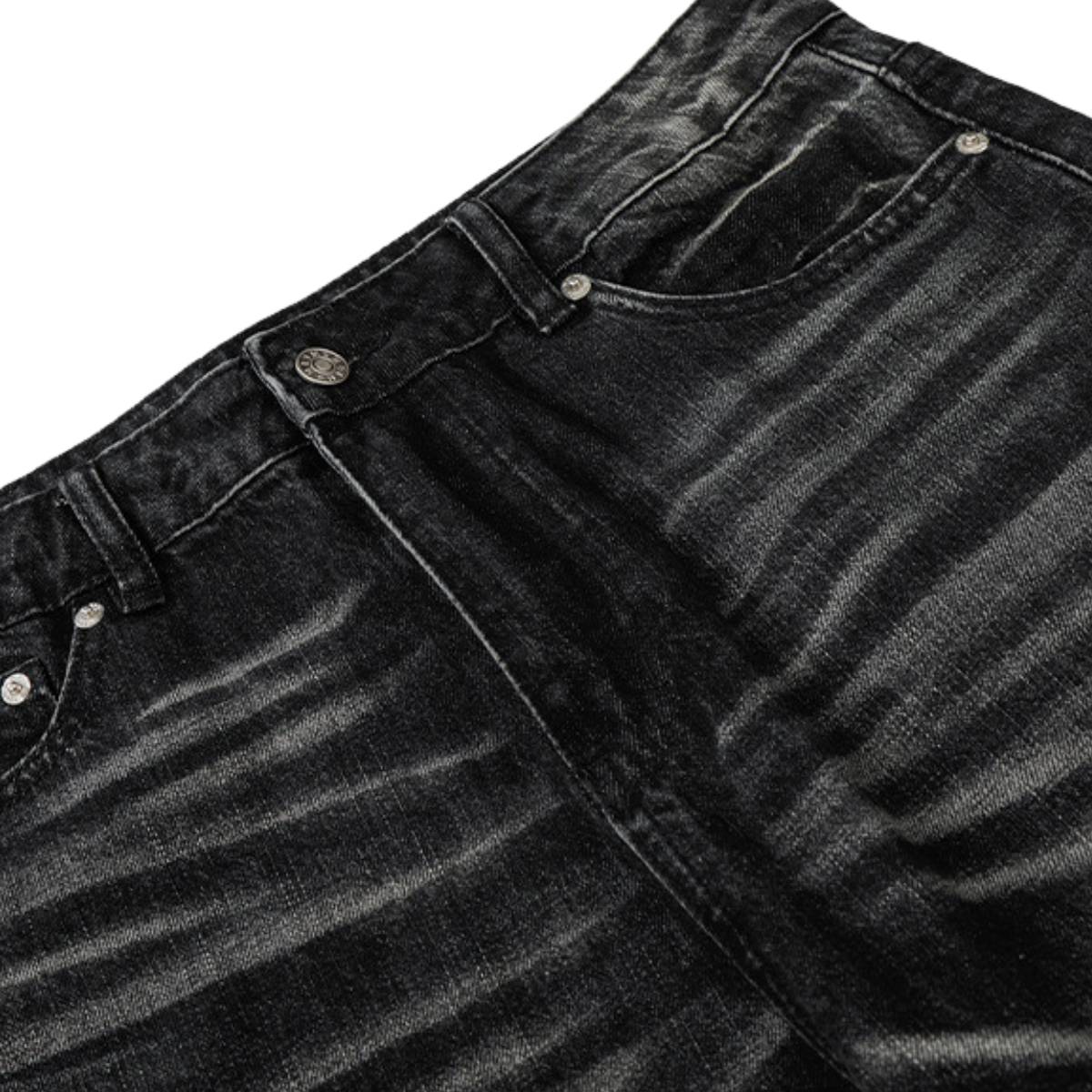 Gradient Cat Whisker Heavy-Wash Baggy Wide-Leg Jeans