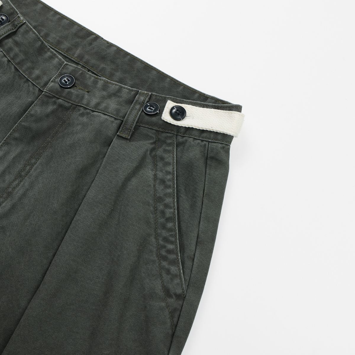 Pearl‑Canvas Martin Dark Green Cargo Pants