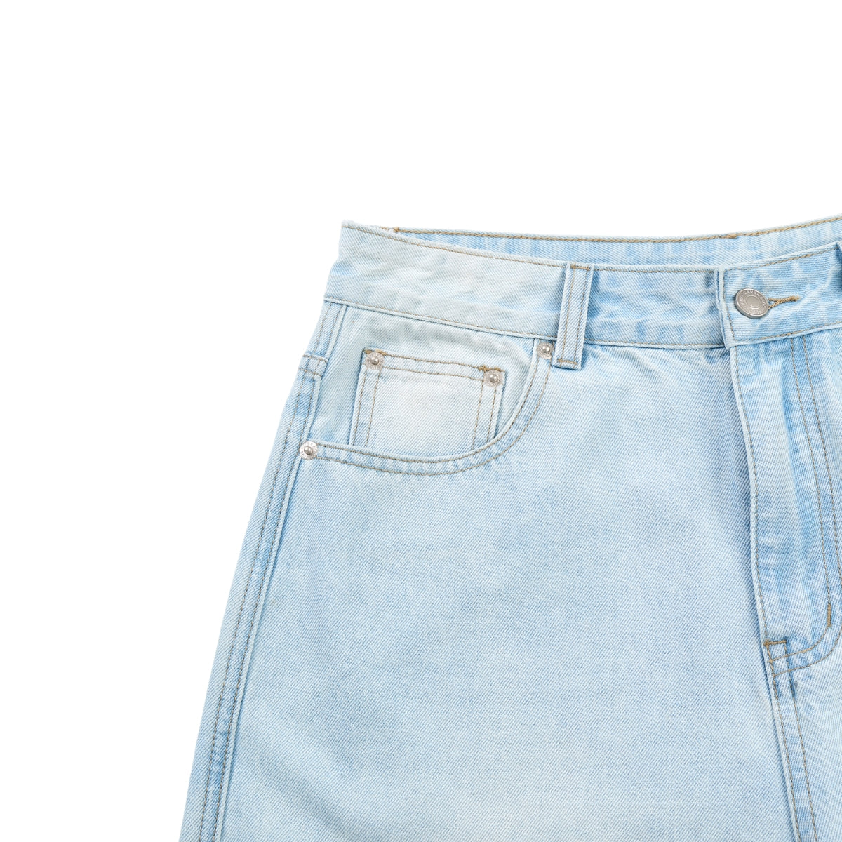 Faded Bleach Geometric-Pocket Baggy Jeans