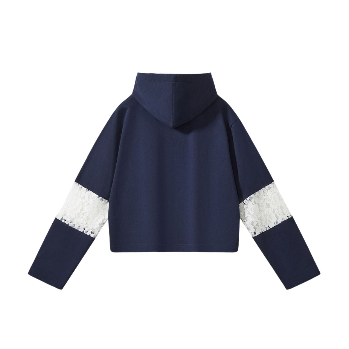 Lace Cutout Spliced Hooded Sweatshirt