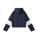 Lace Cutout Spliced Hooded Sweatshirt