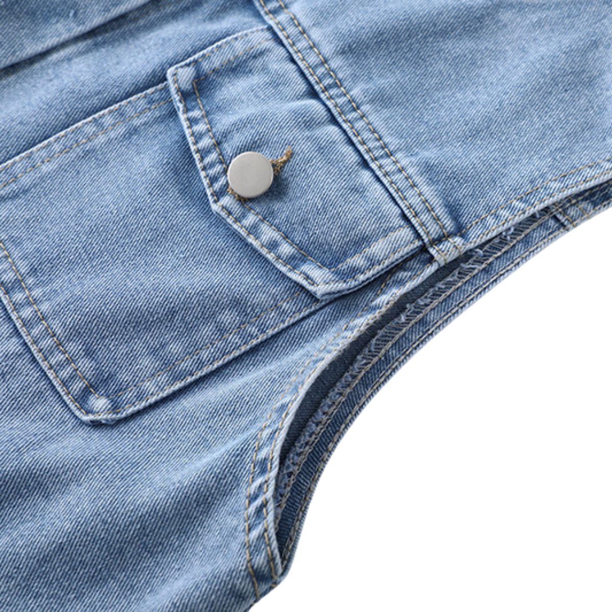 Women's Crew-Neck Cropped Denim Vest