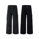 Washed Vintage Distressed High Waist Relaxed Wide Leg Draped Pants