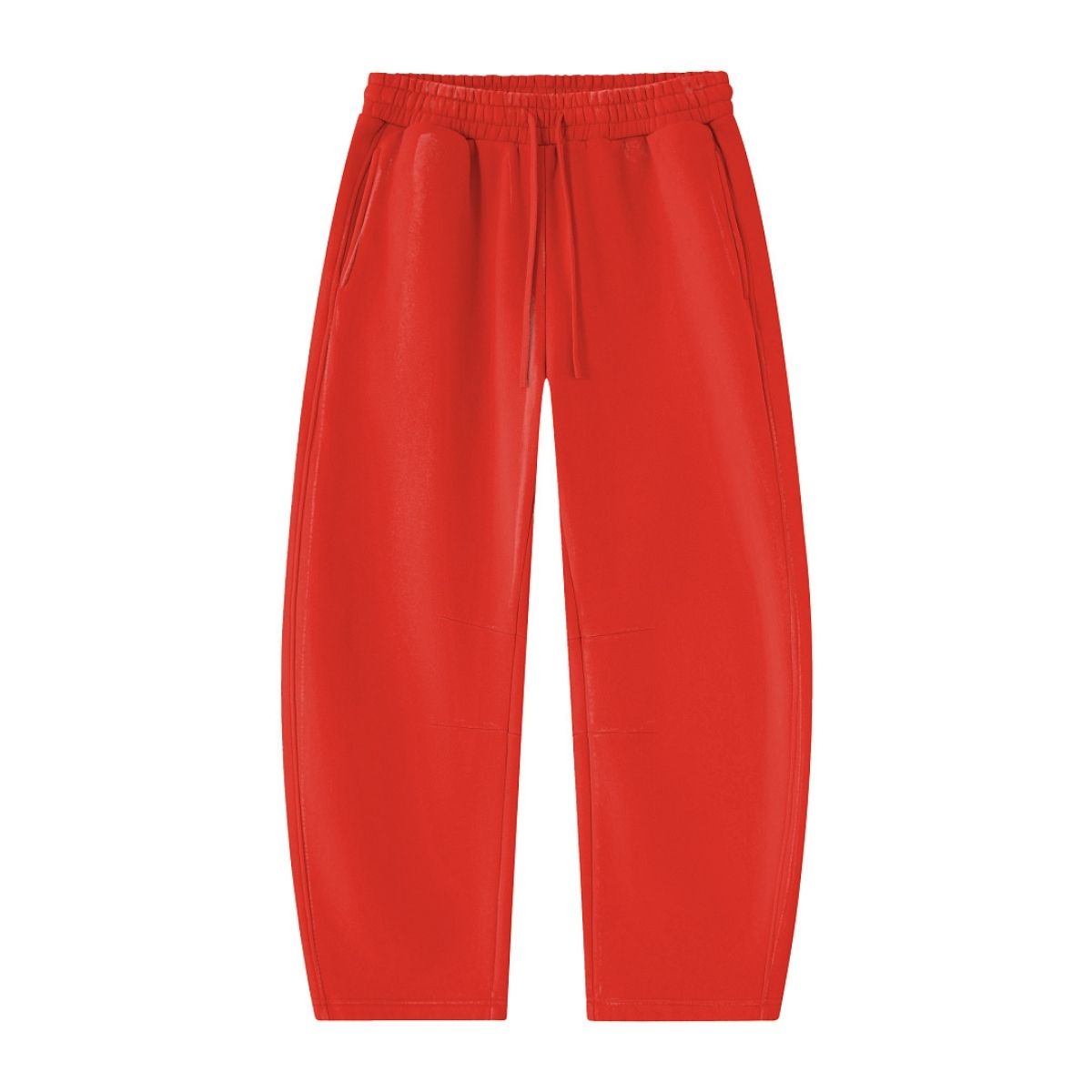 Vintage Washed Fleece‑Lined Elastic Waist Curved Leg Pants