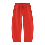 Vintage Washed Fleece‑Lined Elastic Waist Curved Leg Pants