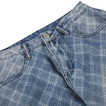 Washed Vintage Plaid Relaxed Retro Denim Jeans