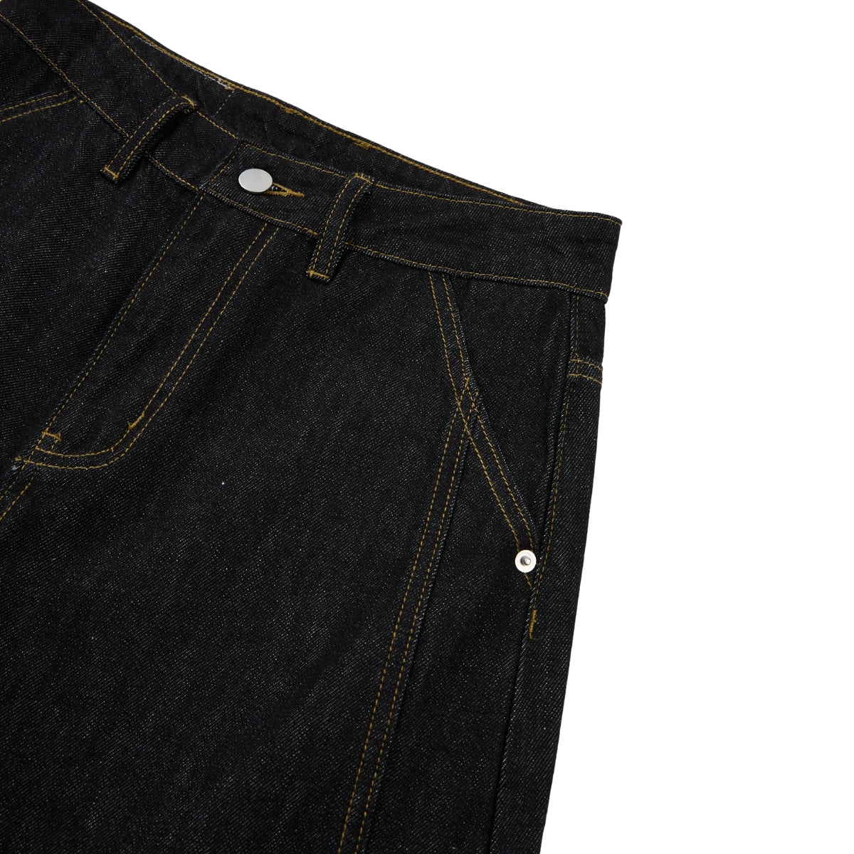 Washed Contrast-Stitch Baggy Relaxed Carpenter Denim Pants