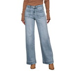 Women's Solid Color Pocket High Rise Straight Leg Jeans