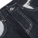 Paneled Pocket Decor Relaxed Raw Denim Jeans