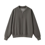 Washed Overdye Half‑Zip Metal Zipper Crew Neck Sweatshirt