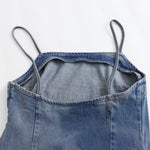 Falda vaquera con bordado de perlas y lavado vintage