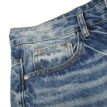 Washed Blue Lightning Design Relaxed Vintage Denim Jeans