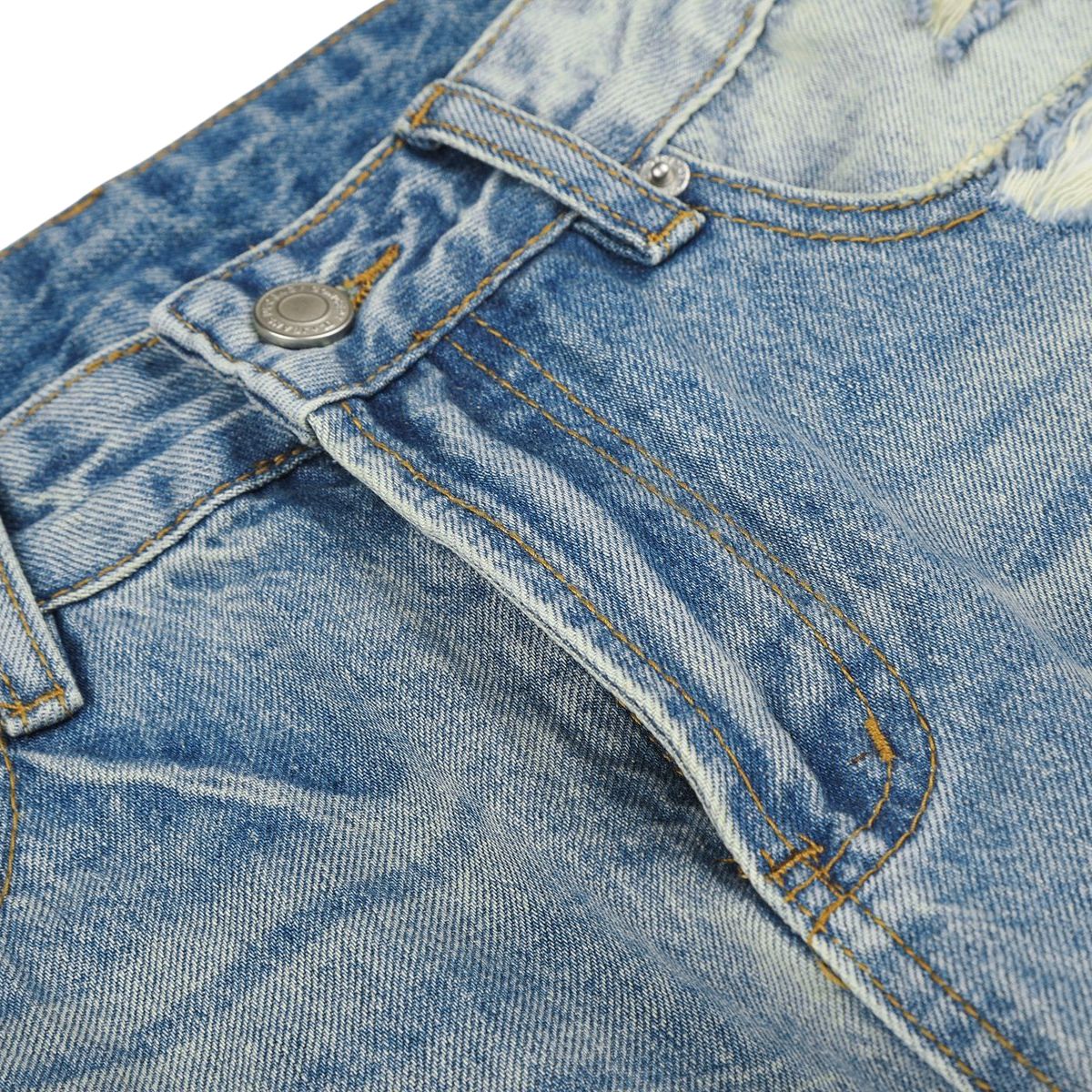 Vintage Whiskered Ripped Straight‑Leg Casual Jeans