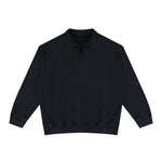 Heavyweight Cotton Polo Collar Long Sleeve Sweatshirt