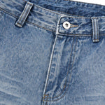 American Vintage Washed High-Waist Curved Wide-Leg Workwear Denim Pants