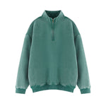 Heavyweight Washed Fleece Stand Collar Zip Sweatshirt