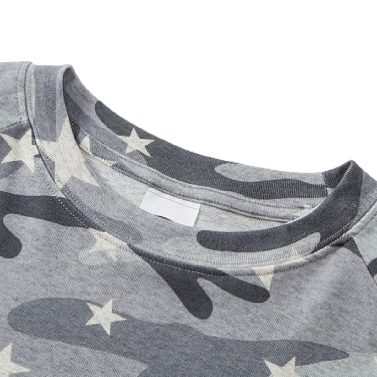 Star Camo Cropped Slim Fit Long Sleeve Layering Base Top