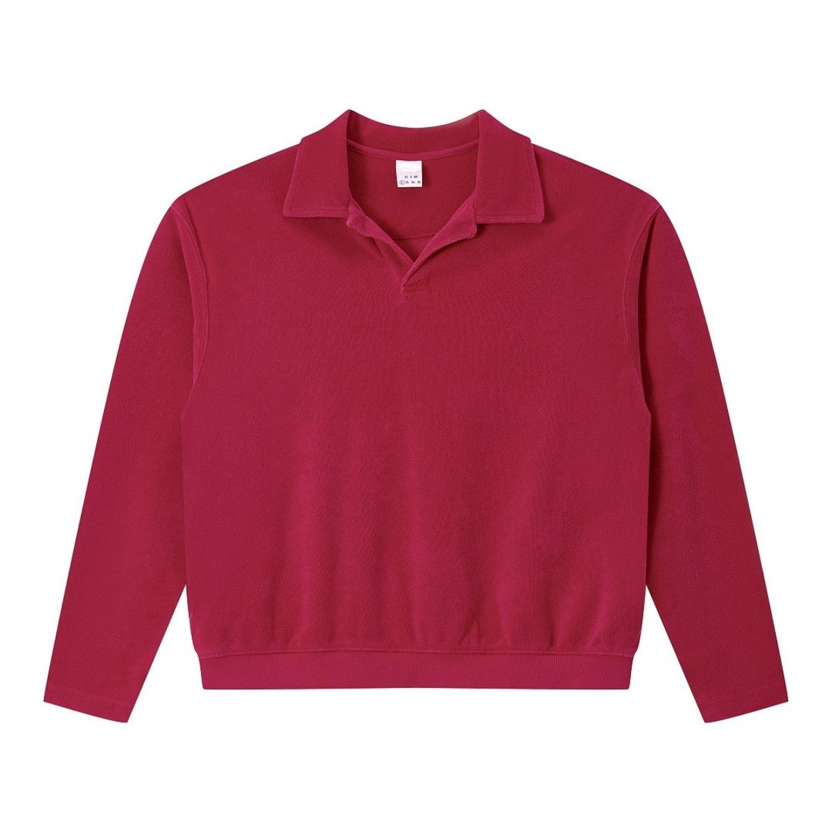 Retro Terry Cloth Polo Collar Sweatshirt