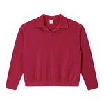 Retro Terry Cloth Polo Collar Sweatshirt