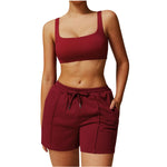 Women's Solid Pleated Cotton Shorts