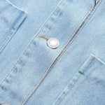 Women's Loose Street Style Mid-length Double Pocket Denim Shirt