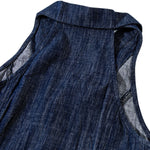 Denim Sleeveless Button-Front Pleated Dress