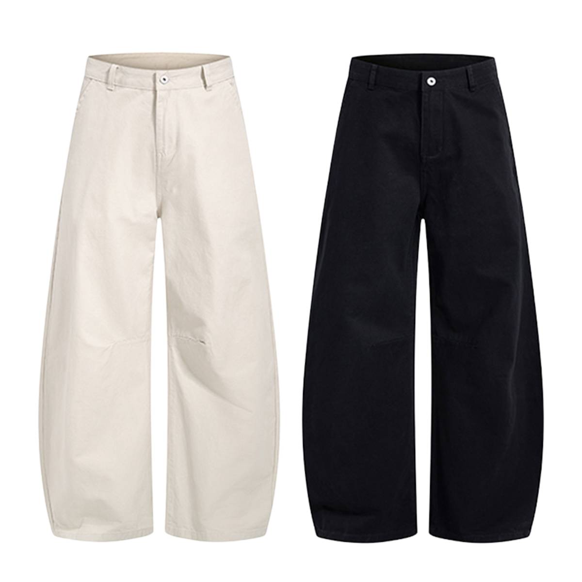 Pantalones de algodón con pierna ancha y color liso