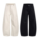 Pantalones de algodón con pierna ancha y color liso