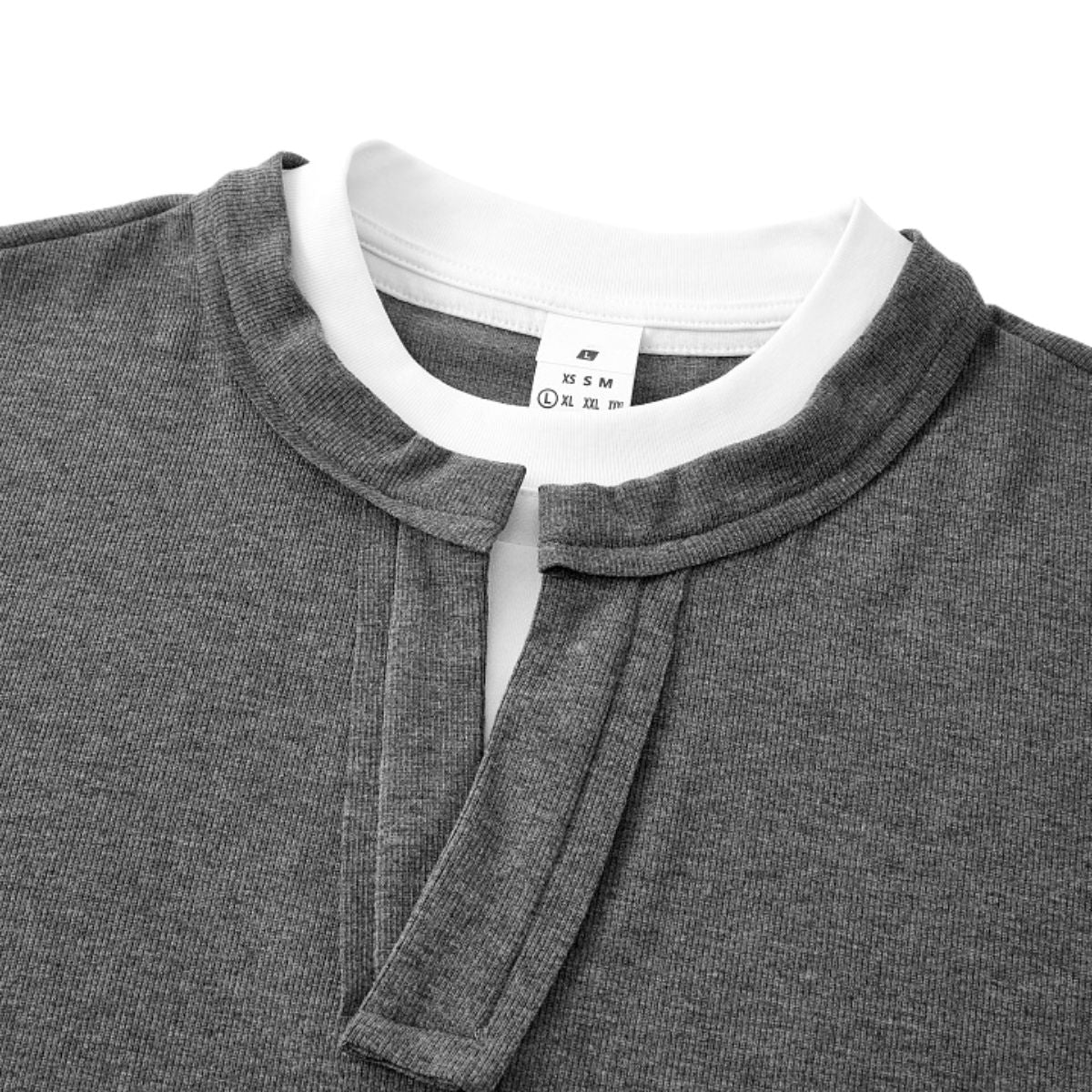 Quiet Luxury Fake Two‑Piece Henley Long Sleeve T‑Shirt