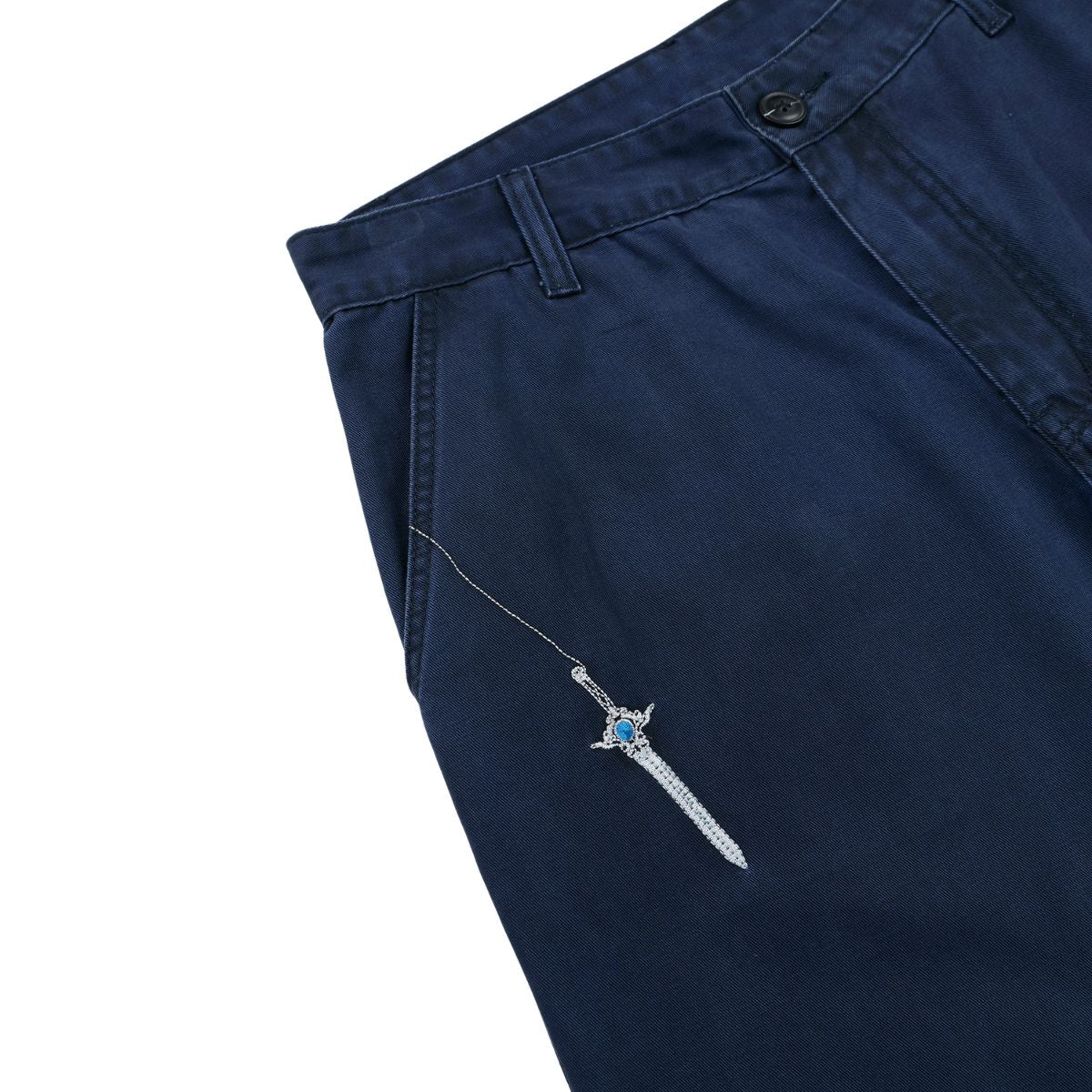 Straight‑Leg Casual Pants With Sword Embroidery