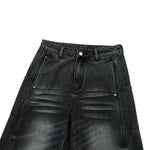 Gray Washed Workwear‑Style Wide‑Leg Jeans
