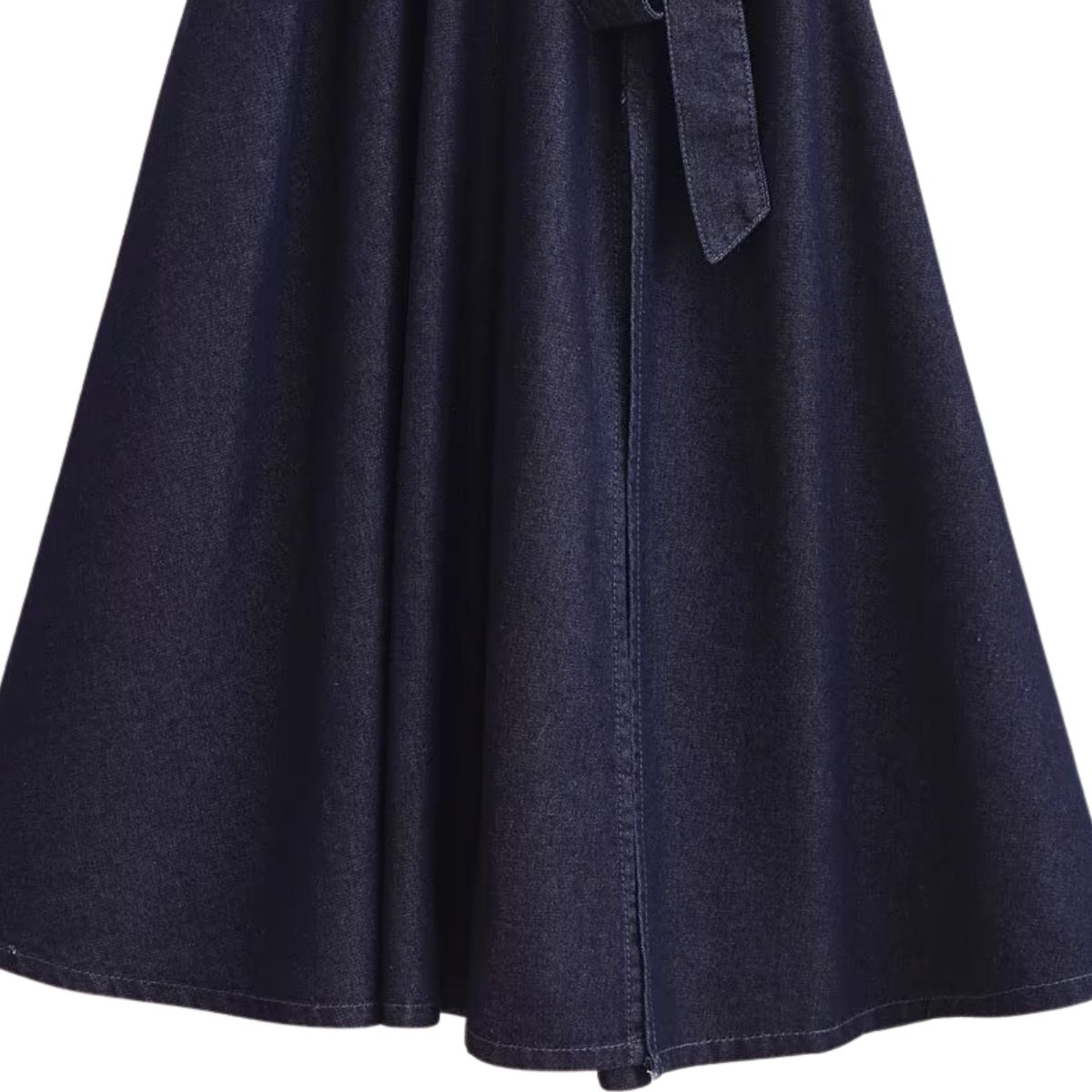 Falda vaquera con bordado de perlas y lavado vintage