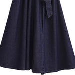 Falda vaquera con bordado de perlas y lavado vintage