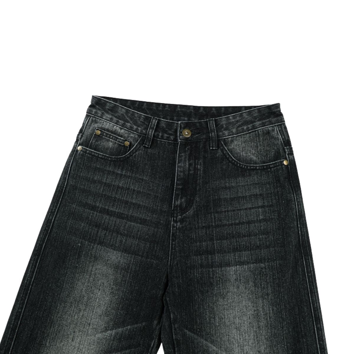 Vintage Washed Black Wide‑Leg Jeans