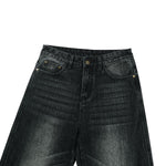 Vintage Washed Black Wide‑Leg Jeans