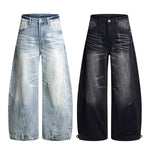 Gradient Washed Whiskered Relaxed Adjustable Hem Pants