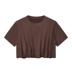 Double-Layer Bubble-Hem Cropped Streetwear Tee