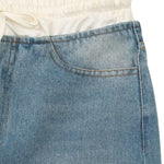 Double Waistband Washed Denim Mini Skirt