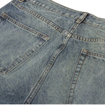 Washed Distressed Wide Leg Straight Denim Jeans