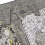 Smoke Rise Lace Print Straight Leg Ripped Jeans