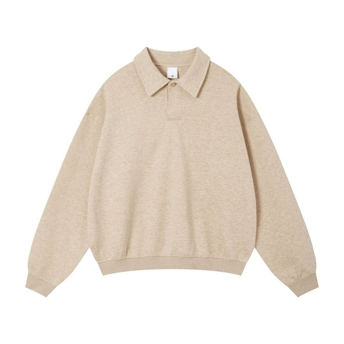 Quiet Luxury Melange Half-Placket Polo Sweatshirt