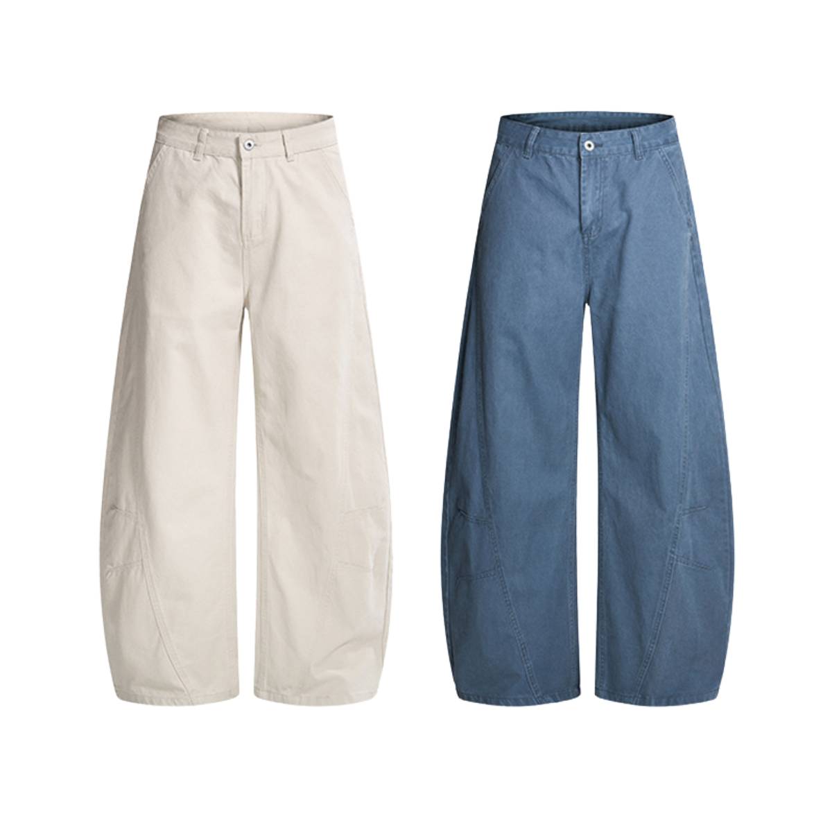 Pantalones de algodón con pierna ancha y color liso