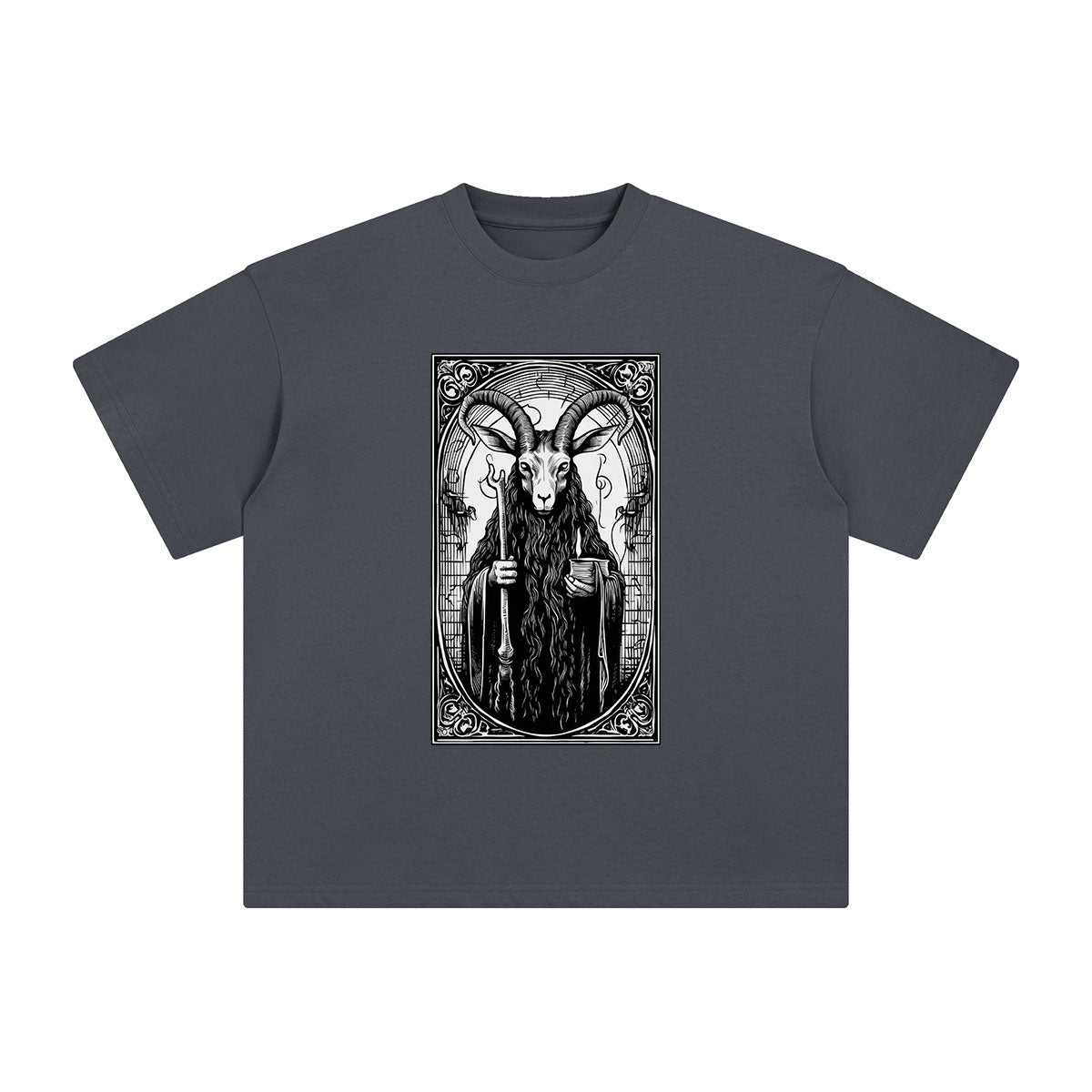 Mystery Devil Sheep Tarot Card Graphic Tee-INNBLAC Fashion Apparel