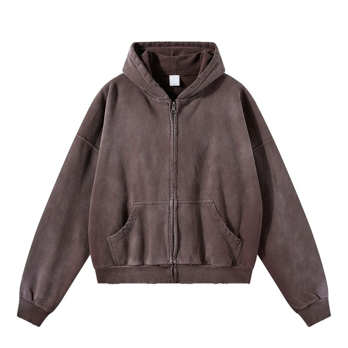 Monkey Wash Ripped Distressed Cotton Pullover Hoodie