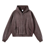 Monkey Wash Ripped Distressed Cotton Pullover Hoodie