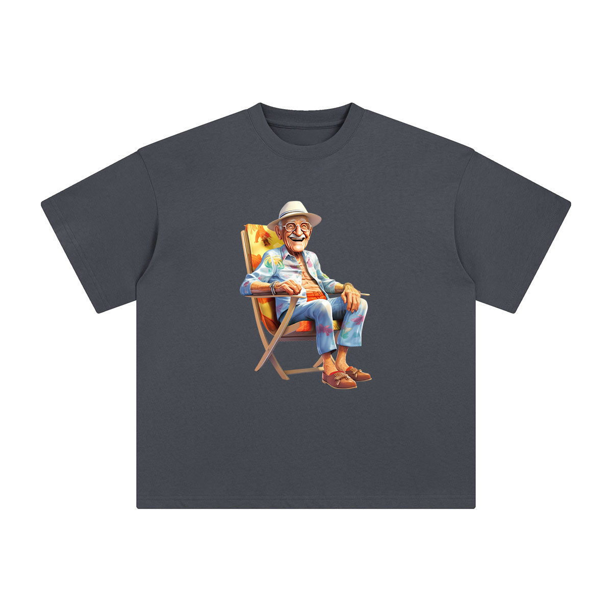 Grandpa Sitting On Beach Chair Graphic Tee-INNBLAC Fashion Apparel