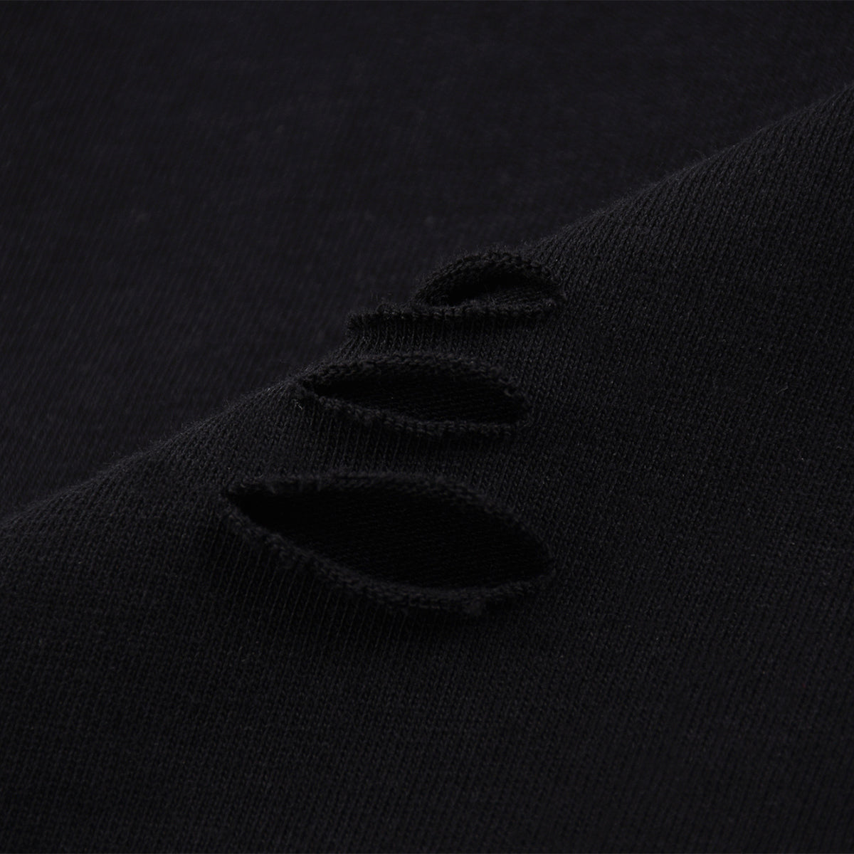 Black Washed Cotton Ripped Sweatshirt